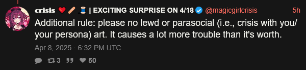 Screenshot 2025-04-08 at 17-12-48 𝕔𝕣𝕚𝕤𝕚𝕤 ❤️‍🩹🧵 EXCITING SURPRISE ON 4_18 (@magicgirlcrisis) Ad...png